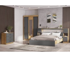 Вена Спальня, Комплект-2, Дуб золотой + Графит серый [Вена]