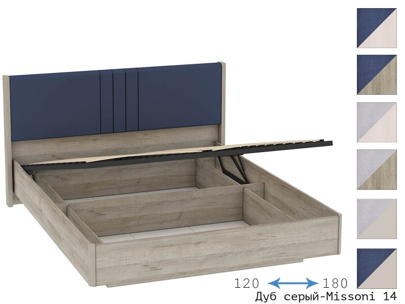 Лежер КР-311-12/14/16/18 Кровать Мягкое изголовье с подъёмным механизмом [Лежер]