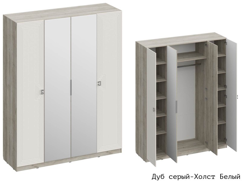 Лежер ШК-3107 Шкаф четырёхстворчатый с зеркалами [Лежер]