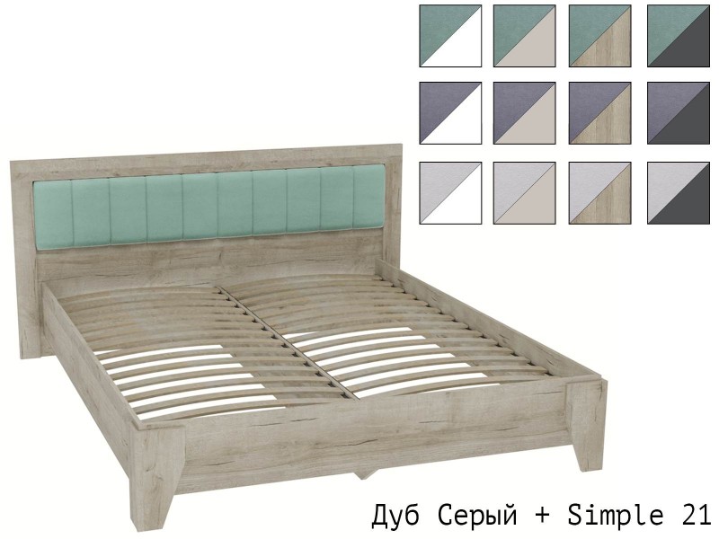 Юми КР-351 Кровать Мягкое изголовье с настилом из ламелей 160х200 [Юми]