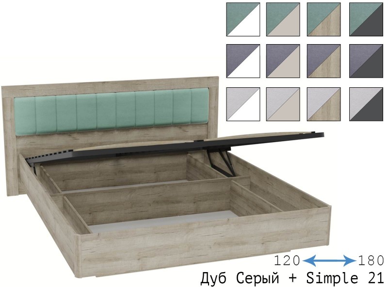 Юми КРП-351-16-12/14/16/18 Кровать с подъёмным механизмом, Мягкое изголовье [Юми]