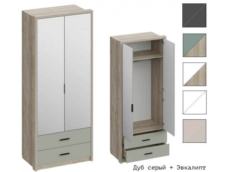 Юми ШК-3516 Шкаф двухстворчатый с ящиками и зеркалами [Юми]