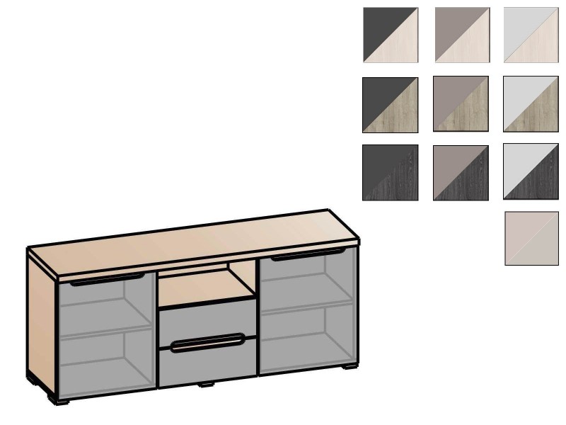 Уна Лофт ТБ-2819 Тумба ТВ с выдвижными ящиками и распашными фасадами и нишей [Уна Лофт]