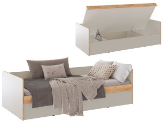 Асцелла Кровать 90х200 с подъёмным механизмом, кашемир + дуб крафт золотой [Асцелла_Кашемир]