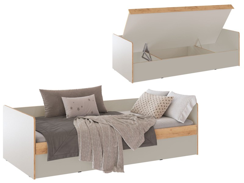 Асцелла Кровать 90х200 с подъёмным механизмом, кашемир + дуб крафт золотой [Асцелла_Кашемир]