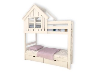 Домик Kids Land №54 Двухъярусная кровать с подкатными ящиками [Кровать массив]