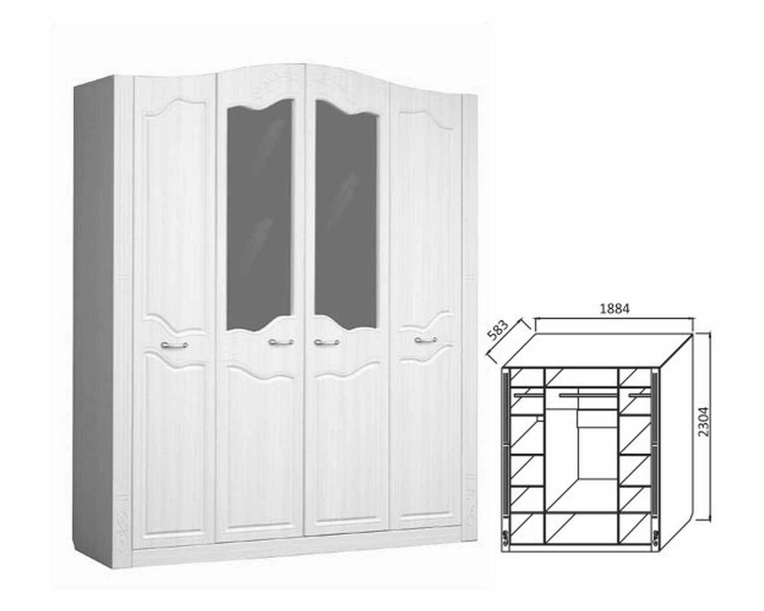 Заказать Шкаф 4-х дверный для платья и белья 1880 мм [Ева-10] в ...